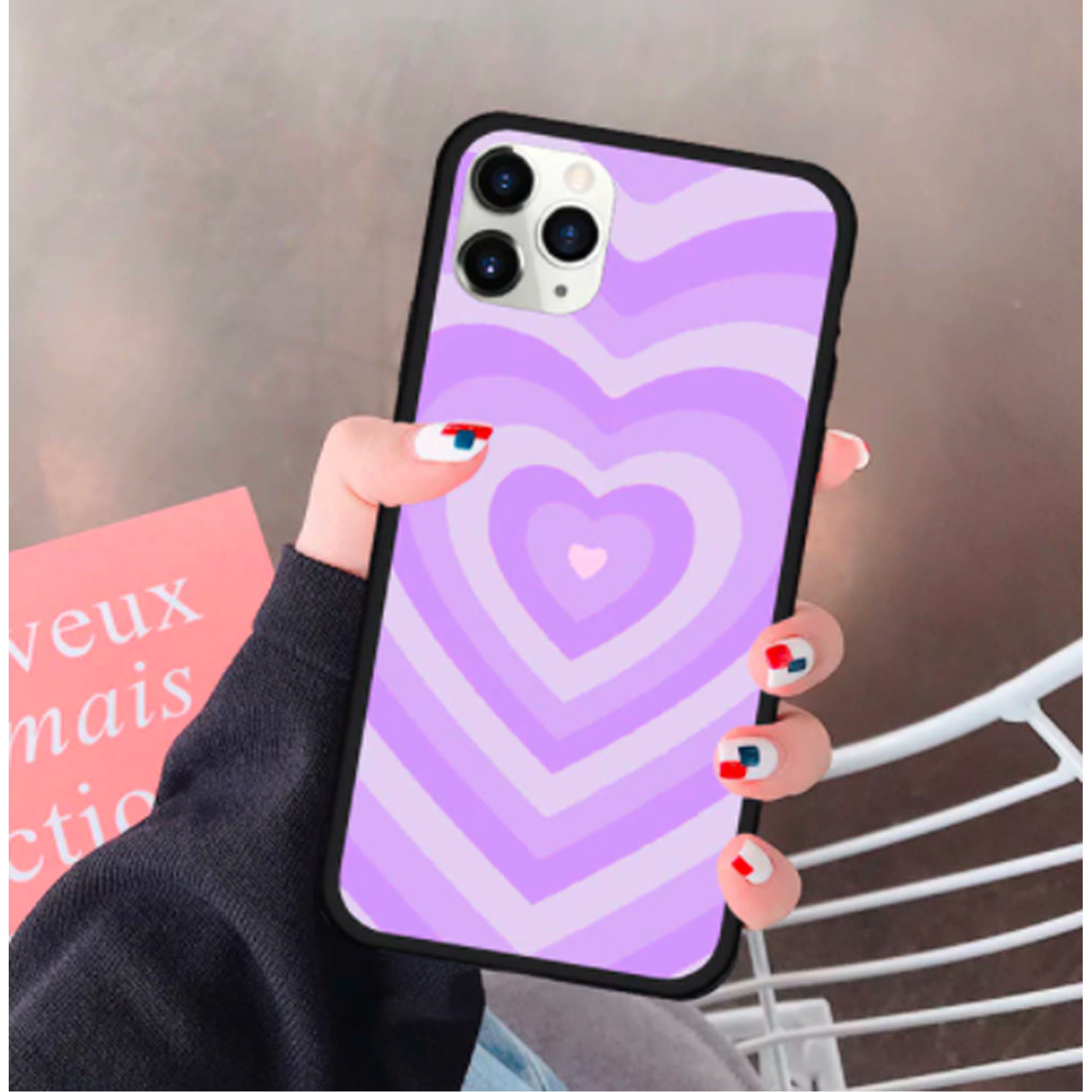 Heart Phone Case Brown Heart iPhone 11 Rubber Phone Case Pink Etsy
