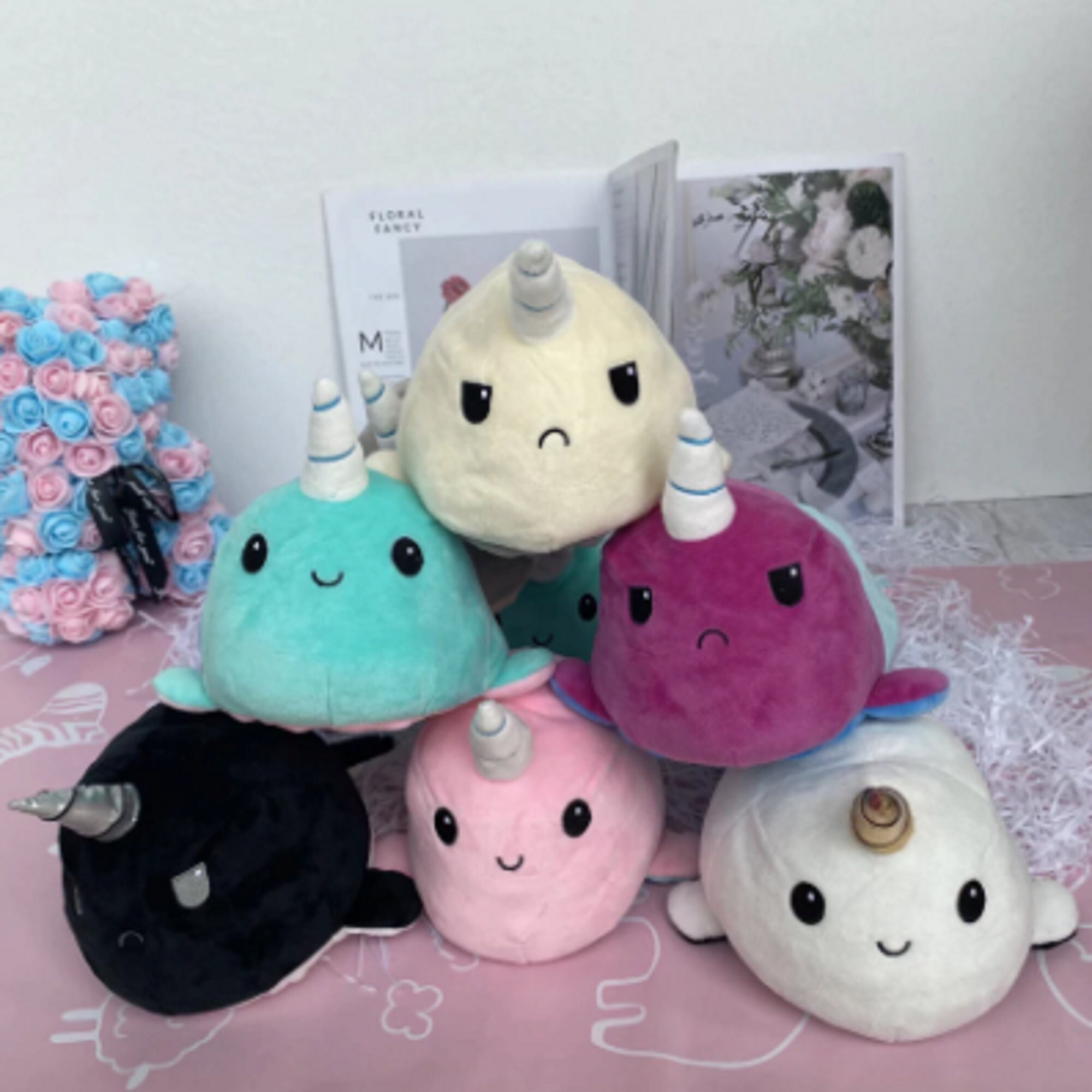 Reversible Narwhal Plushie Mood Plush Toy Flip Unicorn | Etsy