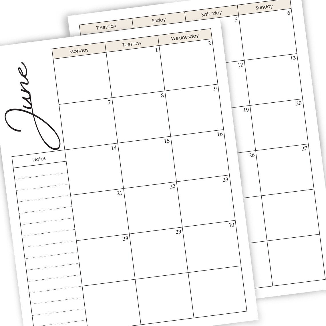2021 Monthly Planner Printable PDF / 2 Pages Monthly Schedule Etsy