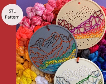 3D Druck trifft Stickerei STL Muster: Mountain || 3D Druck Datei Digitale Datei Instant Download ||  Teen/Erwachsene DIY-Aktivität