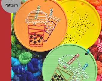 3D Printing Meets Embroidery STL Pattern: Bubble Tea || Boba Tea ||3D Printing File Digital File Instant Download || Teen/Adult Activity