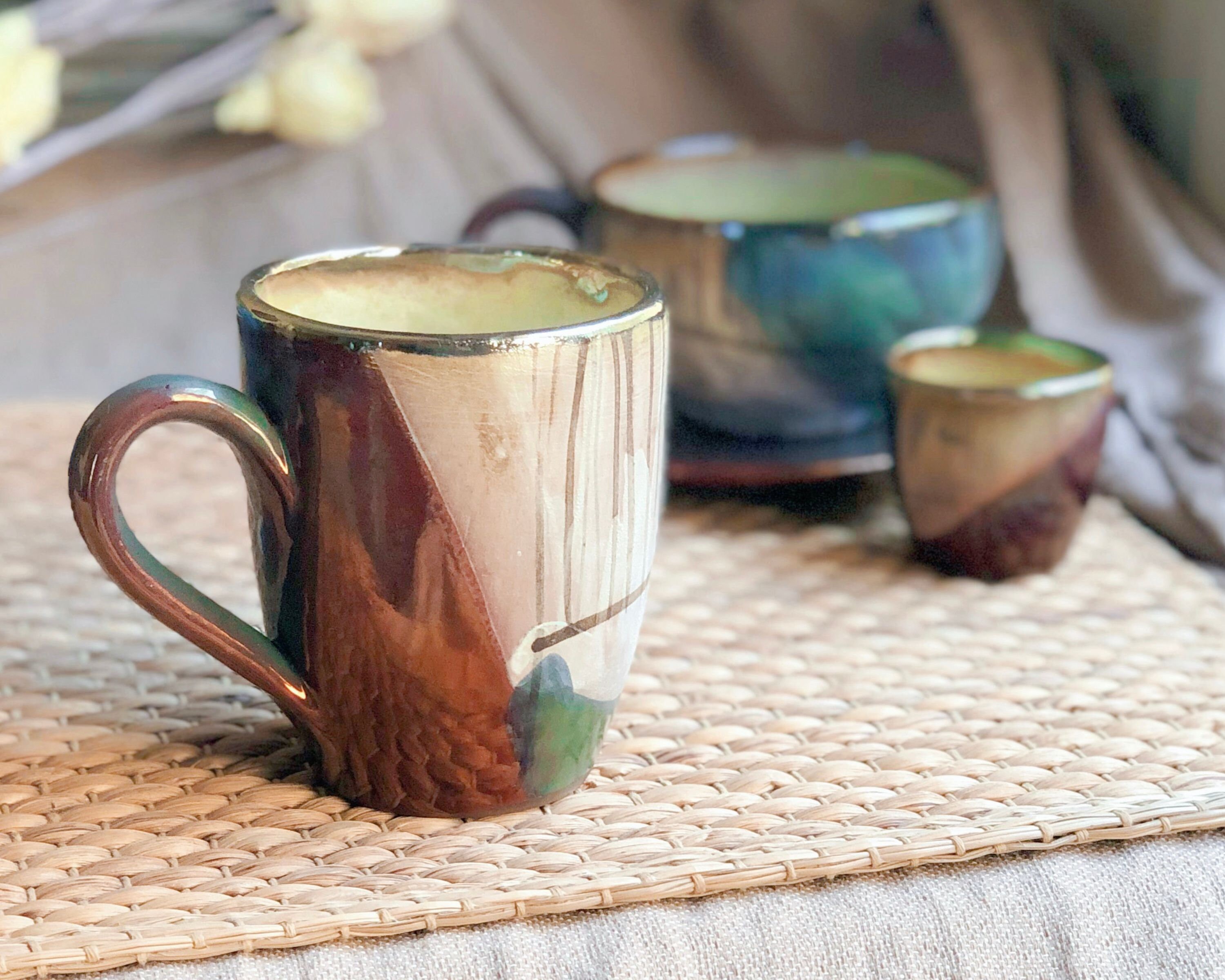 Artful Abstracts Stackable Ceramic Mugs