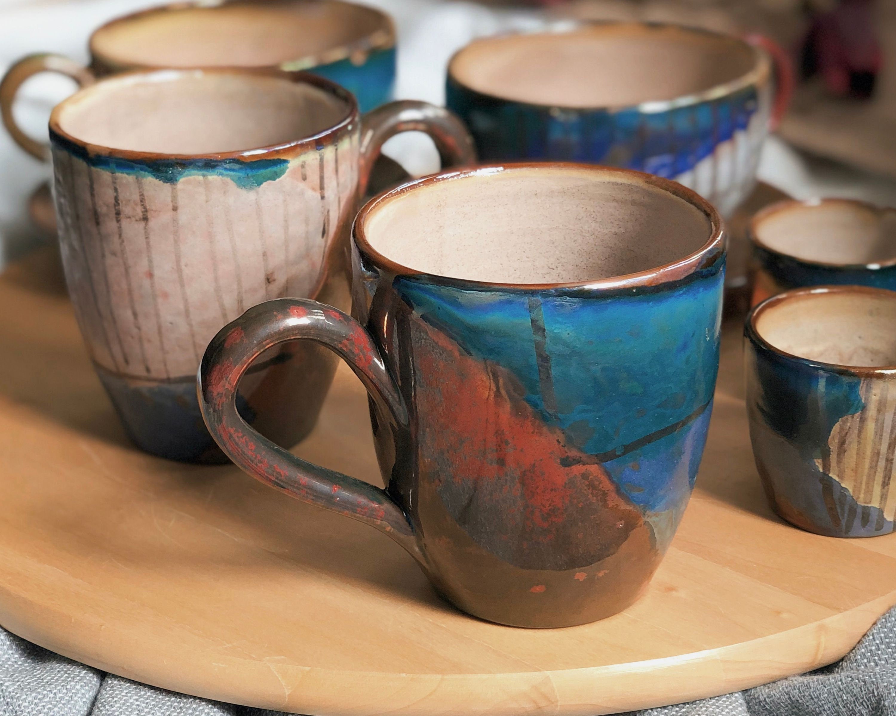 Artful Abstracts Stackable Ceramic Mugs