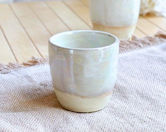 Handmade Ceramic Espresso Cup Set: Pearly Iridescent Glaze