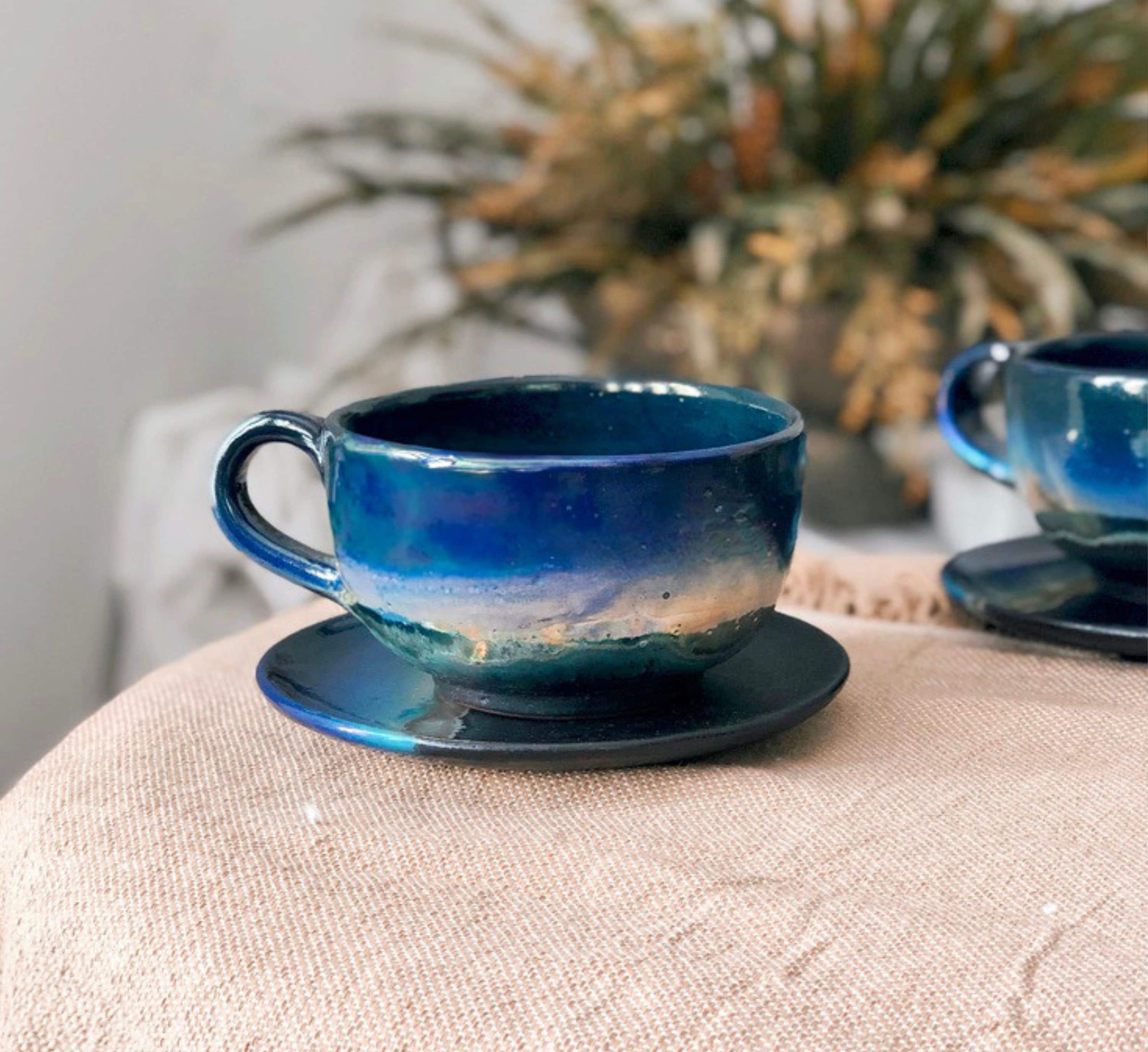 MamboCat Set Di 6 Tazze Da Cappuccino Blu Con Piattini, 200 Ml - 11