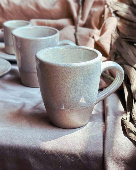 Pearl Shell Kaffeetasse Mit Untertasse – 240 Ml, Aus Porzellan, Mit Muschelmuster, Für Cappuccino, Latte & Tee