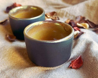 Handgefertigte Espressotasse Schwarz & Gold | Haselnuss / Honig Interieur | oder Blau / Navy Interior