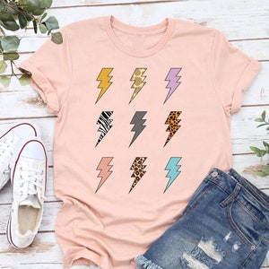 Lightning Bolt Tshirt, Retro 90s Shirt, Gifts for Women, Leopard Lightning Bolt Tshirt, Leopard Zebra Cheetah, Thunder Tee, Lightning Shirt