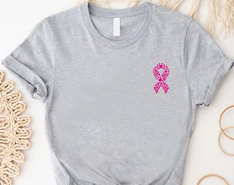 Pink Ribbon Breast Cancer Tshirt, Breast Cancer Gift, Pocket Cancer Awareness Shirt, Breast Cancer Survivor Gift, Motivational Cancer Shirt