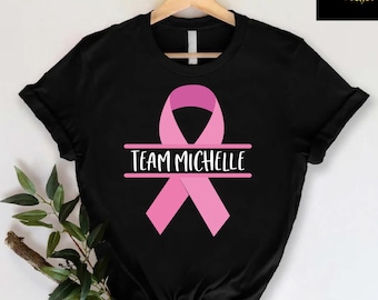 Custom Breast Cancer Support Team Shirts, Personalized Breast Cancer Shirt, Pink Ribbon Tee, Warrior Shirt, Family Matching Cancer Shirts