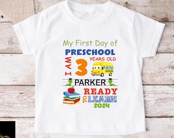 Custom Preschool Shirt, Personalized Name Preschool Tshirt, First Day of School Shirt Toddler, Boys Pre-k Shirt,Back To School Gift for Kids