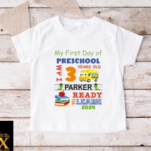 Custom Preschool Shirt, Personalized Name Preschool Tshirt, First Day of School Shirt Toddler, Boys Pre-k Shirt,Back To School Gift for Kids