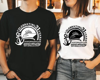 Personalized Anniversary Cruise Shirt,Wedding Anniversary Tee,Custom Couple Cruise Shirt, Cruise Anniversary Gift, Couples Anniversary Shirt