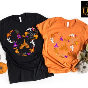 Disney Halloween Shirt, Mickey Head With Castle Shirt, Halloween Disney Ears, Halloween Gift For Halloween Party,Family Matching Disneyland