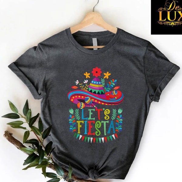 Let's Fiesta Floral Tshirt,Fiesta Party Shirt Gift, Bachelorette Shirt, Women Fiesta Gift, Mexican Maracas, Cinco de Mayo Tee, Mexican Shirt