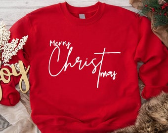 Merry Christmas Sweatshirt, Christ Sweatshirt, Christmas Cross Crewneck, Christian Christmas Gift, Cute Winter Sweater, Christian Tshirt