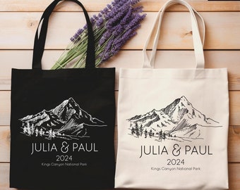 Mountain Wedding Welcome Tote Bag, Park Wedding Totes, Wedding Favors Tote Bag, Wedding Gifts Bag, Destination Tote Bag, Camp Wedding Totes