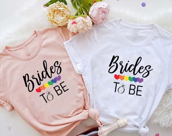 Lesbian Bride Shirt, Lesbian Wedding, Lesbian Bachelorette Party Tees,  Lesbian Engagement Gift, LGBT Wedding Gift, Two Brides Wedding Shirt