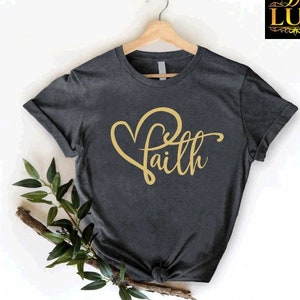Faith Heart Shirt, Christian Tee for Women, Christian T Shirts, Gift for Christian Girl, Jesus Lover Gift,Religious Tee,Love and Grace Shirt