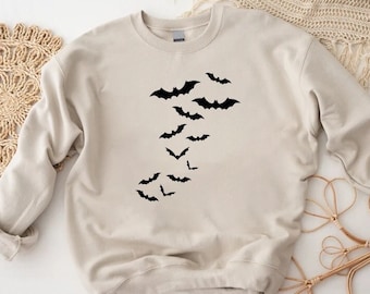 Bat Sweatshirt, Halloween Sweatshirt, Bats Halloween Outfit, Halloween Bats Sweatshirt, Spooky Season Sweatshirt, Women's Halloween Gift