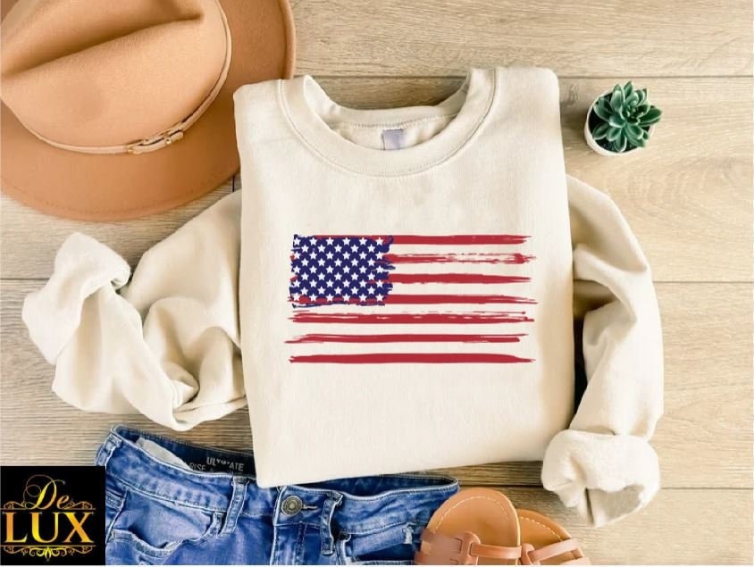 American Flag Sweatshirt, USA Sweatshirt, Patriotic Sweatshirt, USA Flag Sweatshirt,Patriotic Gift,USA Crewneck Sweatshirt,Memorial Day Gift