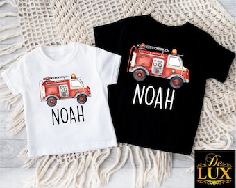 Personalized Fire Truck Shirt, Firefighter Gifts for Kids, Custom Fire Fighter Kids Shirt, Firetruck Graphic Tee, Boys Firetruck Shirt