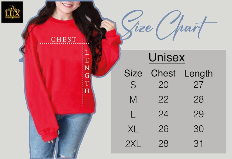 a women's size chart for a sweatshirt