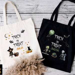 Personalized Halloween Tote Bag,Custom Trick or Treat Bag,Halloween Gift for Kids,Spooky Candy Bag,Halloween Bag with Name,Witchy Tote Bag