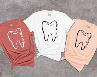 Custom Dental Tee,Custom Dentist Shirt,Dentist Personalized Shirt,Dental Office Shirts,Tooth Tee,Dental Assistant Shirt,Dentist Tooth Shirt