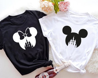 Disneyland Couples Tees,Mickey and Minnie Couples Shirt,Disney Vacation Trip Tshirts,Magic Kingdom Matching Shirts,Hubby Wifey Disney Shirts