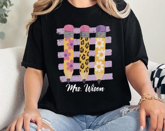 Comfort Colors® Personalized Teacher Shirt with Name, Custom Back to School Gift