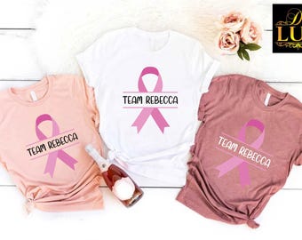 Breast Cancer Team Shirts,Custom Cancer Support Squad Shirt, Pink Ribbon Family Cancer Tees, Motivational Shirt, Breast Cancer Awareness Tee