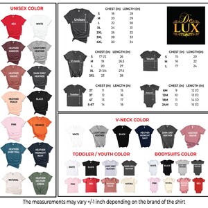 a poster showing the different colors of shirts
