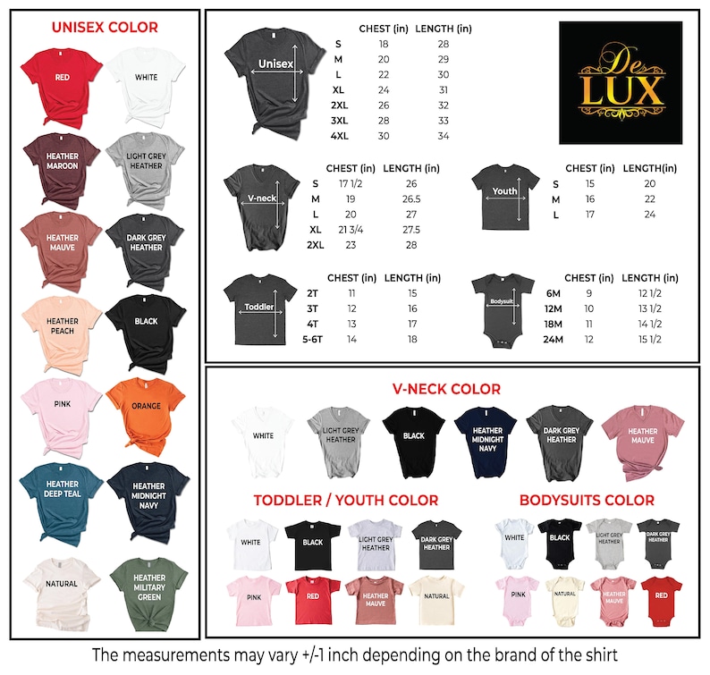 a poster showing the different colors of shirts