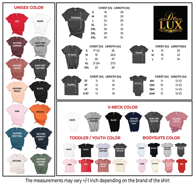a poster showing the different colors of shirts
