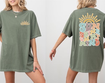 Retro Sun Shine On My Mind Comfort Color Shirt, Comfort Color Front Back Tshirt, Summer Beach Shirt, Lounge Comfort Shirt, Weekend Lake Tee