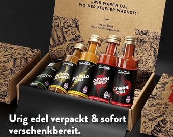 Exotic Chili Sauce Geschenkset [5 x 40 ml] | Hot Sauce Chili Set | Scharfe Soßen Geschenk Set