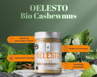 Bio Cashewmus kaltgepresst, aus Deutschland (210g), Cashewbutter mild nussig, Topping für Müsli & Bowls