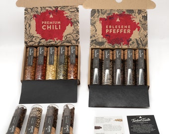 Chili & Pfeffer Geschenk-Set, 10 Spezialitäten aus aller Welt, perfektes Geschenkset für Hobbyköche und scharfe Esser