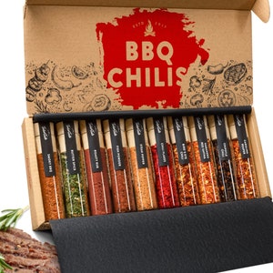 Chili & Grillgewürze Geschenkset Männer [10er Kombi-Set] - 5 erlesene Grill Gewürze + 5 scharfe Chili Gewürze Set