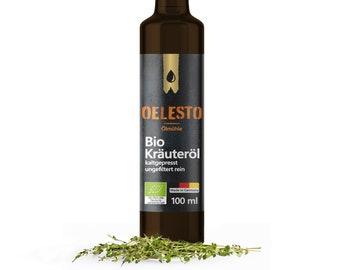 Bio Kräuteröl kaltgepresst, aus Deutschland (100ml), Würzöl Kräuter-Knoblauch für Dips, Salat, Gemüse