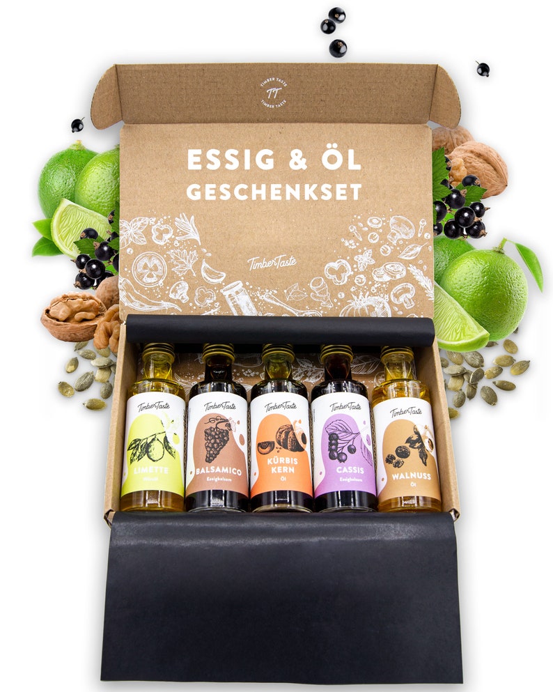 Nussiges Essig und Öl Geschenkset I 5 erlesene Essige & Speiseöle Geschenkset 5 x 40ml Bild 2