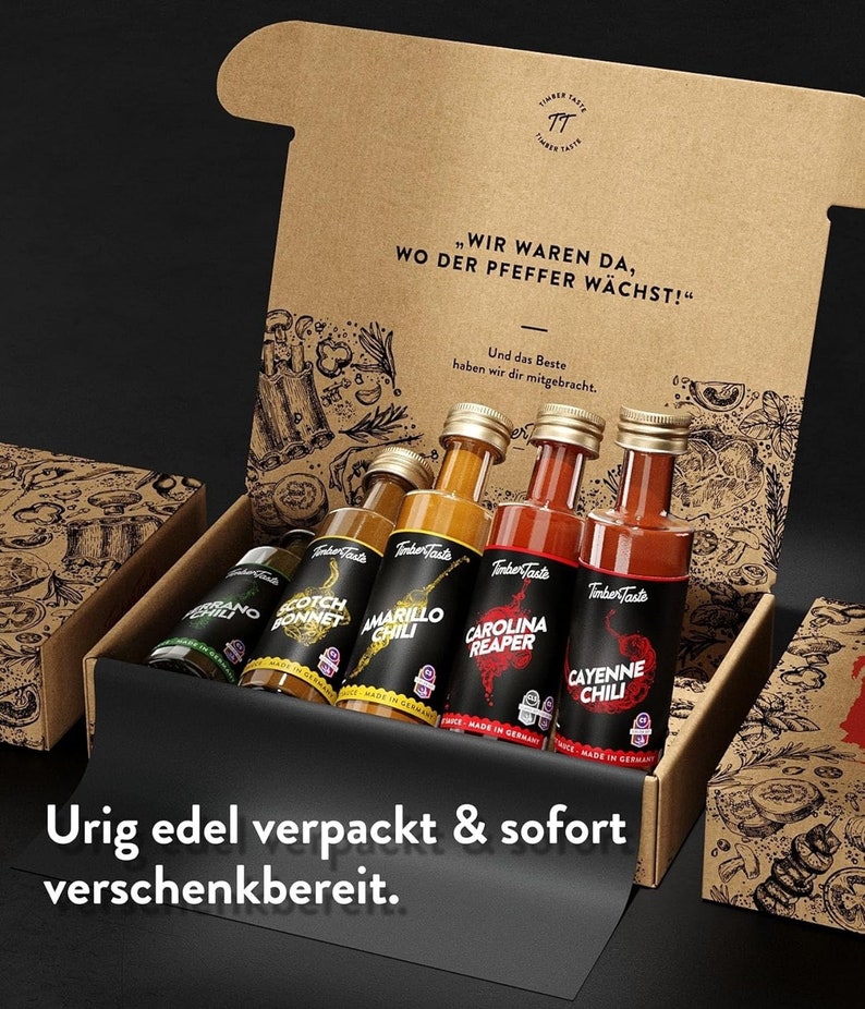 Chili Sauce Geschenkset 5 x 40 ml Hot Sauce Chili Set Scharfe Soßen Geschenk Set Bild 6