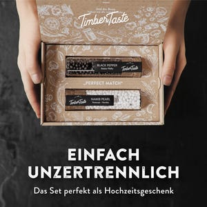 Gewürzset für Hochzeiten | Salz & Pfeffer Geschenkset inkl. Grußkarte und Eheweisheiten aus der ganzen Welt, Geschenk Set für Brautpaare