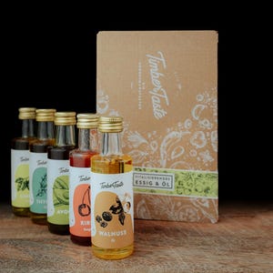Vitalisierendes Öl Geschenkset | 5 exklusive Speiseöle (je 40ml) in umweltfreundlicher Geschenkbox | Kulinarisches Genießer-Set