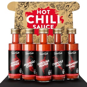 Chili Sauce Geschenkset 5 x 40 ml Hot Sauce Chili Set Scharfe Soßen Geschenk Set Bild 1