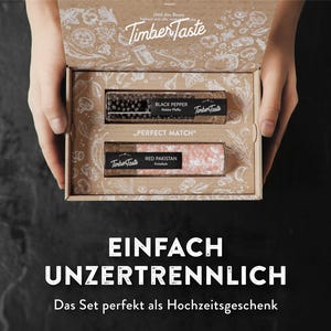 Hochzeitsgeschenk Salz & Pfeffer Set inkl. Grußkarte und Eheweisheiten aus der ganzen Welt, edles Geschenk Set für Ehepaare