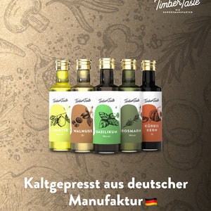 Pures Öl Geschenkset I 5 erlesene Speiseöle Geschenkset 5 x 40ml, Perfektes Geschenkset für Köche und Gourmets Bild 5