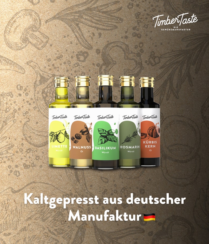 Pures Öl Geschenkset I 5 erlesene Speiseöle Geschenkset 5 x 40ml, Perfektes Geschenkset für Köche und Gourmets Bild 5