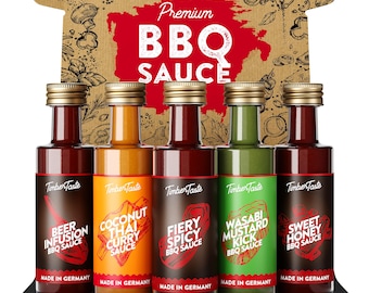 BBQ Saucen Geschenkset [5 x 40 ml] | Exotic BBQ Sauce Set | Leckere Soßen Geschenk Set